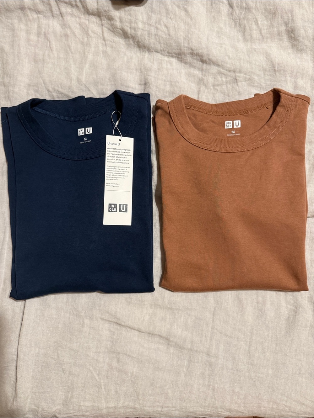 uniqlo u crew neck t-shirt navy brown bundle